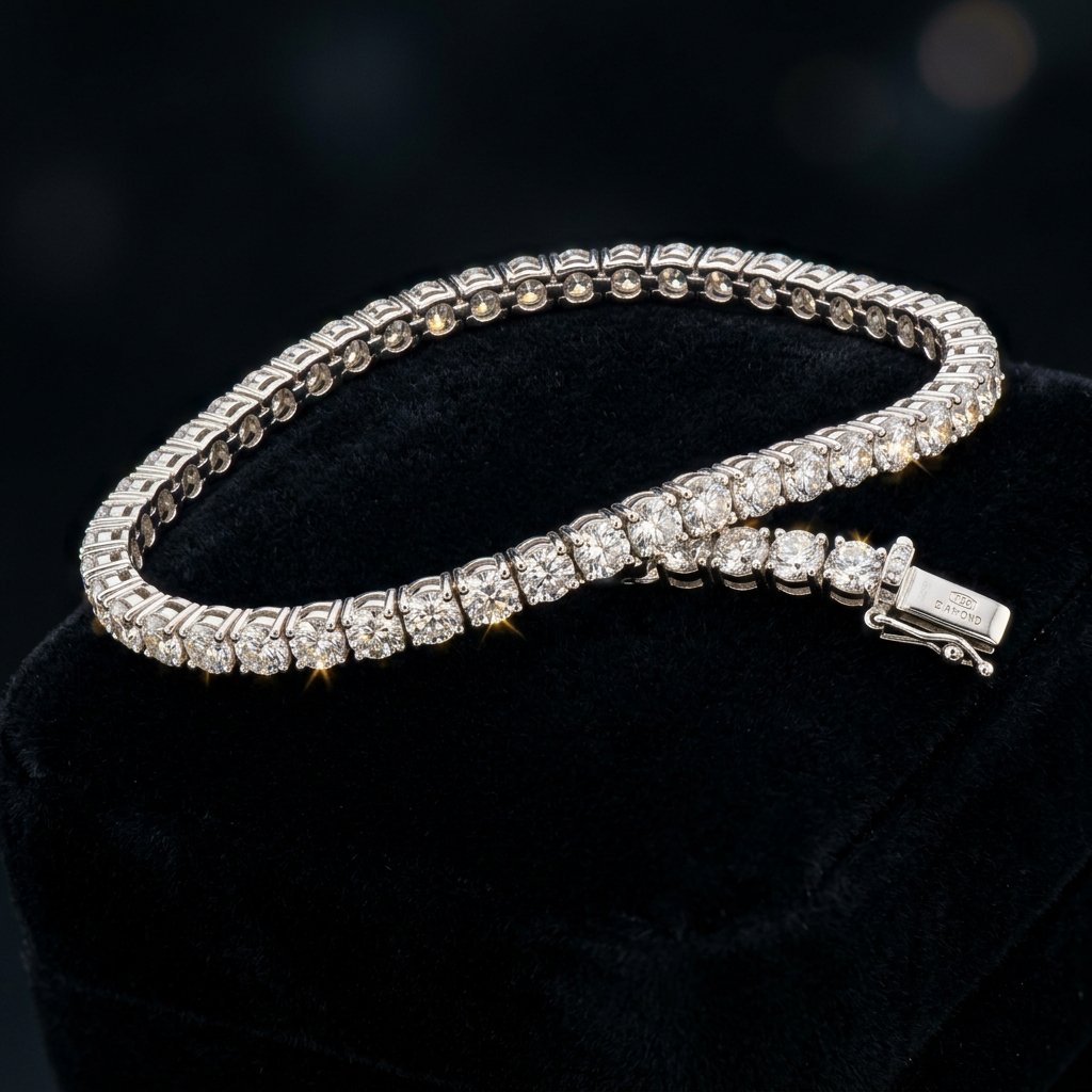 Lab grown diamond tennis bracelet in 18k gold